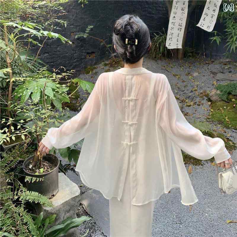 カーディガン レディース 夏 薄手 ポリエステル 雪紡 長袖 開襟 ルーズフィット 通勤 普段使い 接触冷感 吸湿速乾 都市スタイル 女性用 軽量 ファッション トップス 外套 白 シンプル デザイン