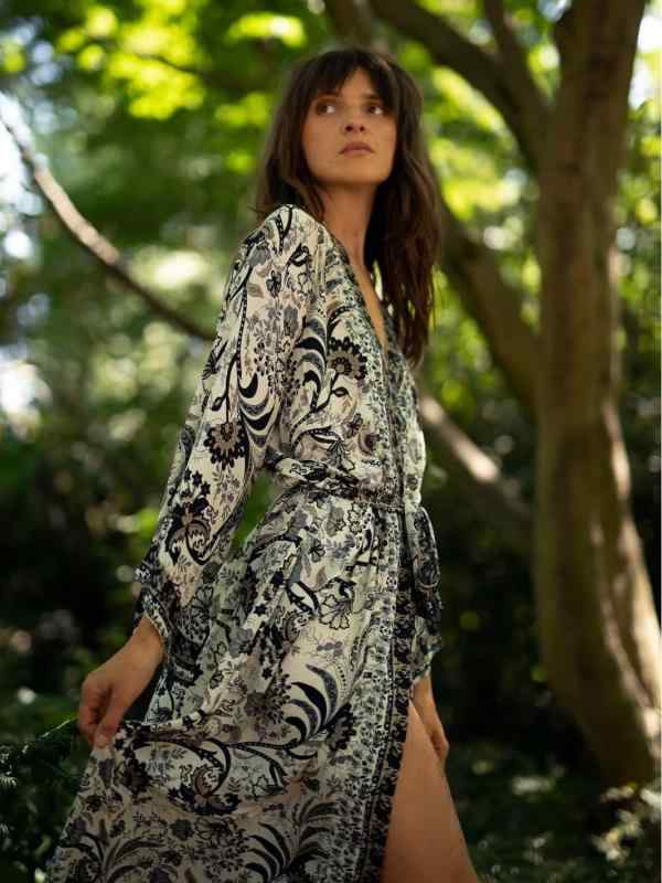 ビキニカバーアップ 女性用 夏用 ビーチカバーアップ キモノ風 ロングカーディガン ボヘミアン柄 花柄 ピンク ブルー ブラックホワイト コットン100 吸湿速乾 軽量 ゆったりシルエット スイムウェア ビーチウェア 浴衣風 ロングトップス ビーチリゾー