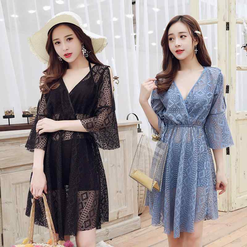 ビキニ 女性用 セパレート 水着 セット セクシー レース トップス スリム ガードル 修身 温泉 バケーション スイムウェア 碎花 柄 露背 デザイン 清新 スタイル ブラパッド ノーワイヤー ポリエステル 素材 ブラック ピンク 湖ブルー フィットネ