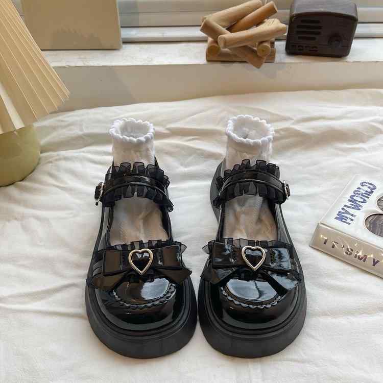 Women'S Shoes - JK 小皮靴 女性用 ロリータ スタイル 秋季 低幫 ラウンドトゥ 低フォール 漆皮 PU素材 ラバーソール ストラップバック 黒 米白色 軽量 快適 デイリー コーデ カジュアル ストリート ファッション