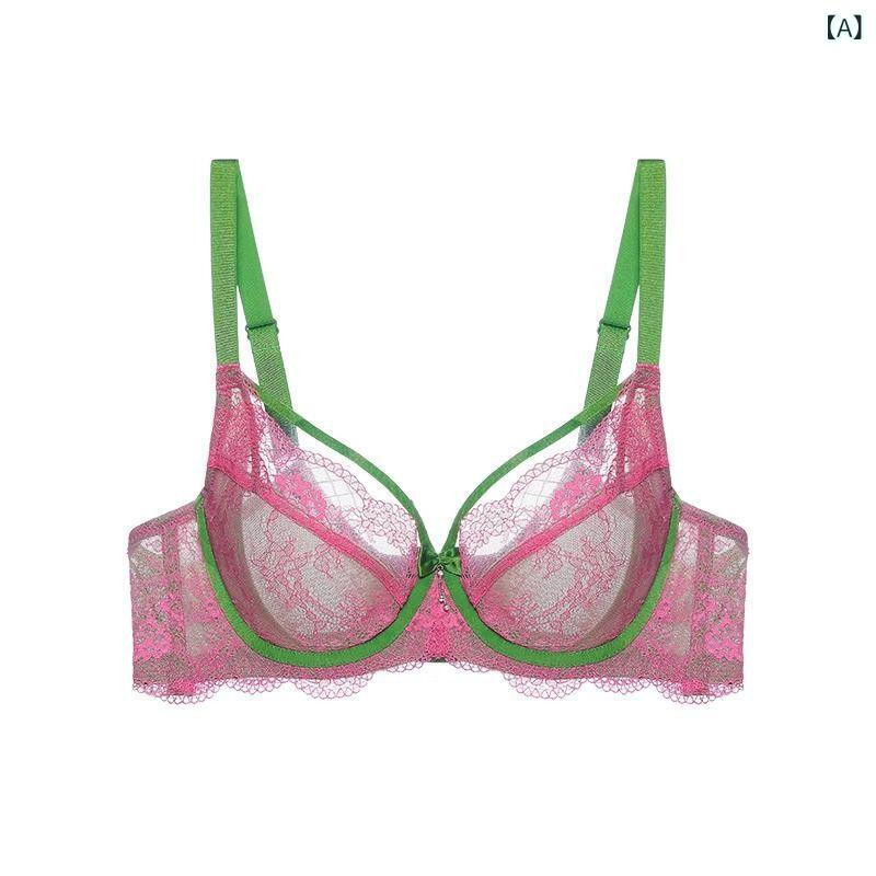 ブラセット 女性用 セクシー フルカップ レース ギャザー 薄型パッド...