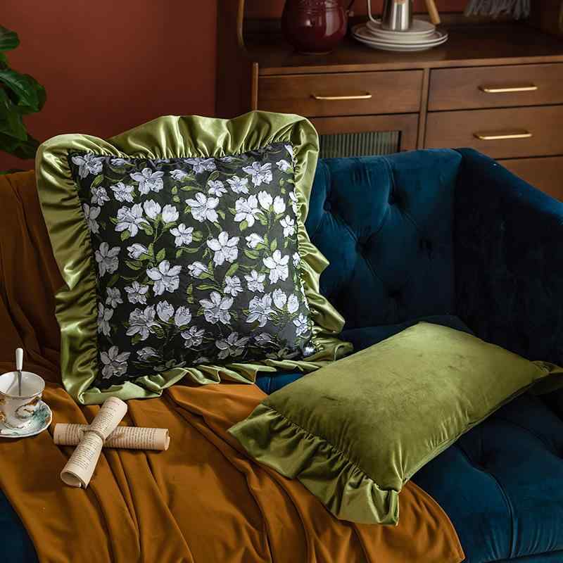 Other - 抱枕 ソファー クッション 軽量 刺繍 花柄 植物 モチーフ 栀子花 カラーバリエーション 白色 クッションカバー 枕芯 セット ポリエステル 素材 PPコットン 充填 ベッドサイド 寝室 リビング インテリア デコレーション 通年使用 かわいい デザイ