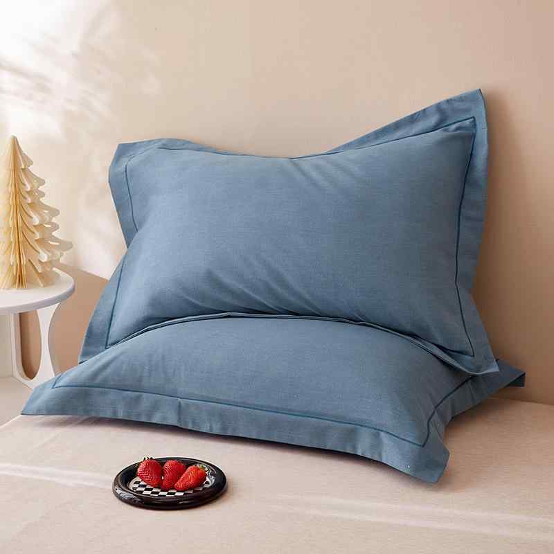 Pillow Cases - 枕套 純色 加厚 純綿 磨毛 枕頭カバー シングル 48x74cm セット 深灰色 活性印染 現代 シンプル 柔らかい 肌触り 吸湿 通気性 寝室 インテリア 日常使い 快適 寝具 綿素材 フランネル加工 ベッドルーム セット販売 コットン ピローケース