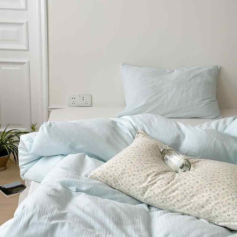 北欧風 全棉 四季通用 ベッドシーツ セット 活性染め 加工 綿素材 学生用 ベッドカバー タイプ 純色 柄 海塩ミルクブルー 布丁パープル 抹茶ホワイト 可可ミルクホワイト チーズイエロー 抹茶イエロー タロイモパープル 軽量 500g以下 60支 細