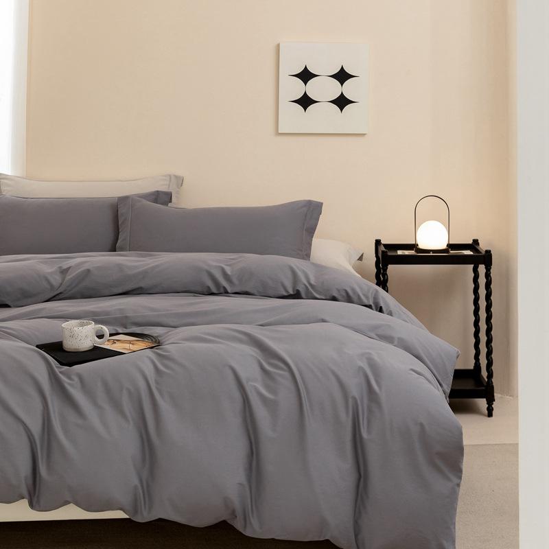 秋冬 親子 ベッドルーム セット 純綿 磨毛 加工 厚手 4点セット 床単 スタイル 接触冷感 吸湿速乾 軽量 高級感 綿素材 デコルテ デザイン グレー ピンク ホワイト セミダブル ダブル クイーン サイズ 対応 寝具 カバー 親子 ルームウェア 親