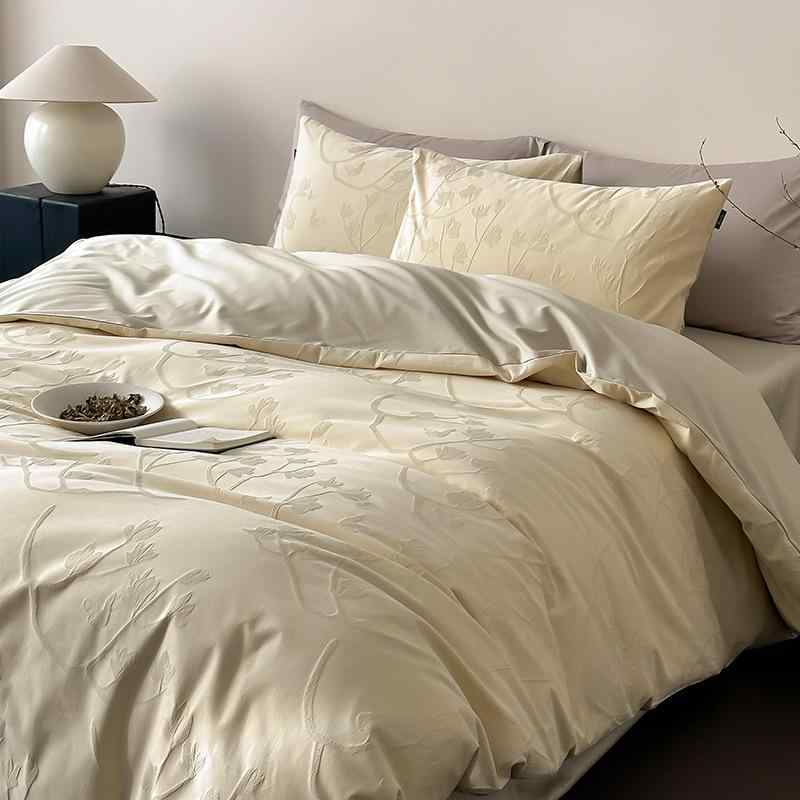 Bed, Other - ベッドリネン セット 長絨綿 100S 純綿 高支高密 活性印染 床笠 床単 簡約 スタイル クリーム カラー 少女 風 法式 ナチュラル 柔らかい 肌触り 通年 寝室 インテリア 日常使い 快適 寝具