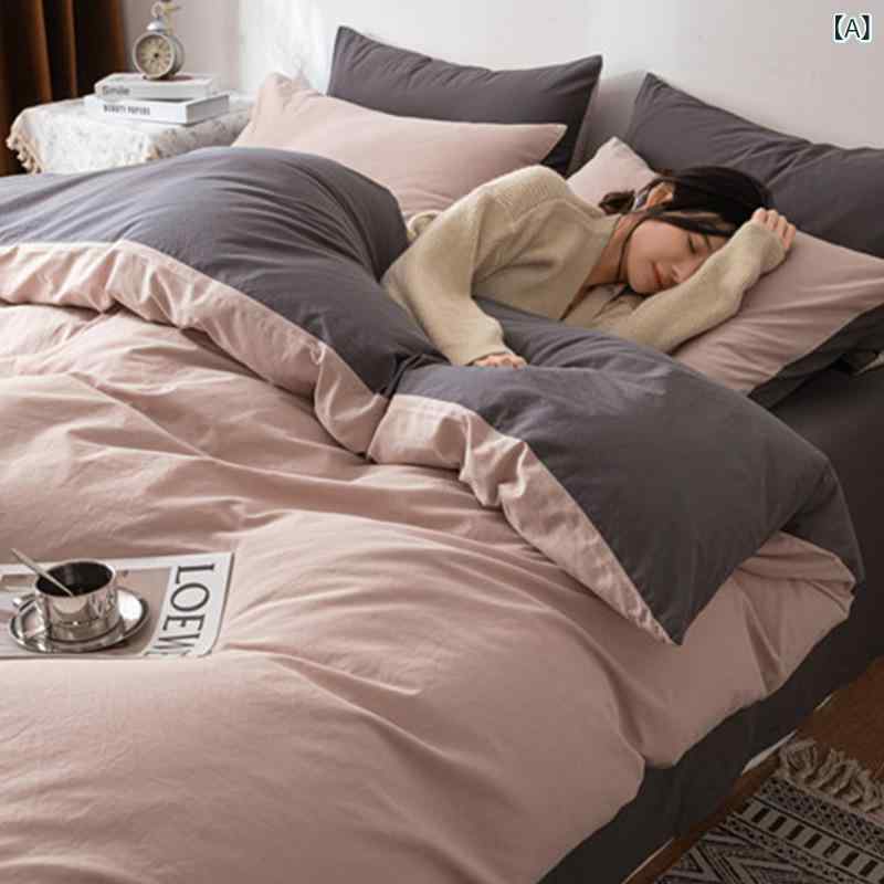 ベッドルーム 四件セット 100%綿 柔軟 快適 親肌 現代 シンプル 純色 浅豆沙 石墨灰 米 驼 モカ 灰 高級 灰 深灰 湖 藍 ミルク 白 薄荷 緑 ミルク 白 コーヒー 抹茶 緑 レトロ 緑 空 藍 斜紋 活性 染色 精梳 1.5m 1.8m