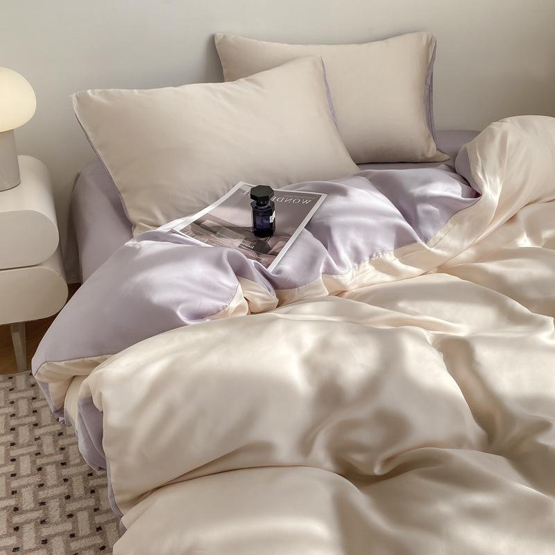 夏用 ベッドルーム 寝具 セット 接触冷感 シーツ 掛け布団カバー 枕カバー 純色 透気性 シルク調 素材 滑らか 軽量 快適 寝心地 1.2m 1.5m 1.8m 2.0m 対応 ベッド用 涼感 夏向け ベッドシーツ 布団カバー セット 吸湿速乾 機能