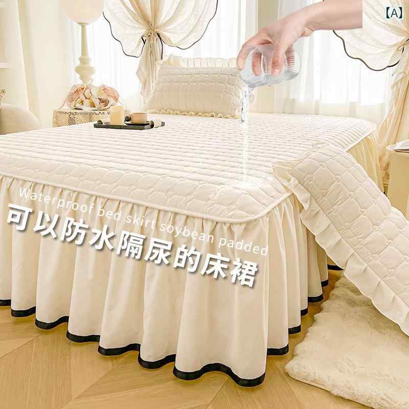 ベッドスカート 防水 綿 母婴 花辺 加厚 防滑 現代 シンプル 純色 活性印染 綿100 ...
