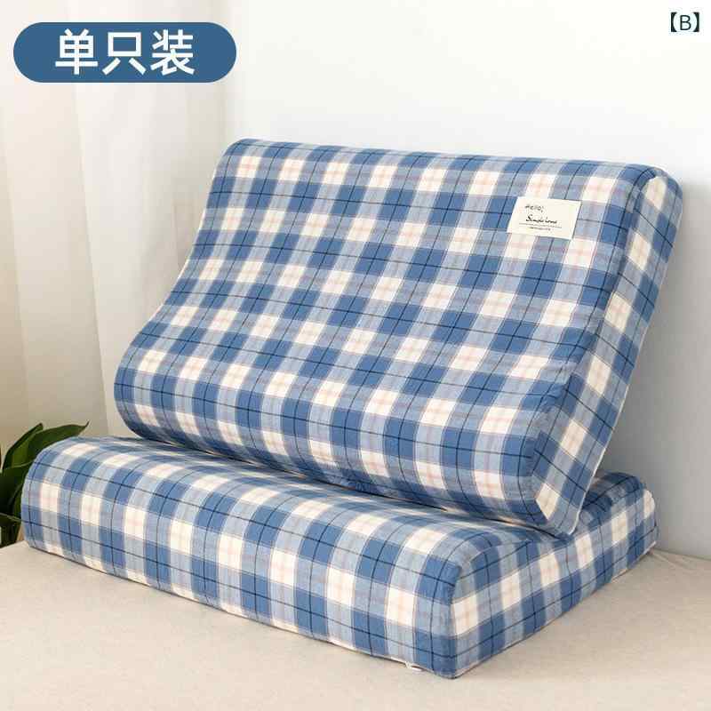 枕套 純綿 乳膠枕用 家用 学生用 枕頭カバー 枕芯カバー 内胆カバー 柔らかい 吸湿性 通気性 ベッドルーム 寝室 ベッドサイド 白色 ブルー系 グレー系 ピンク系 グリーン系 オレンジ系 パープル系 ブラウン系 カラフル ストライプ パターン チェッ 2