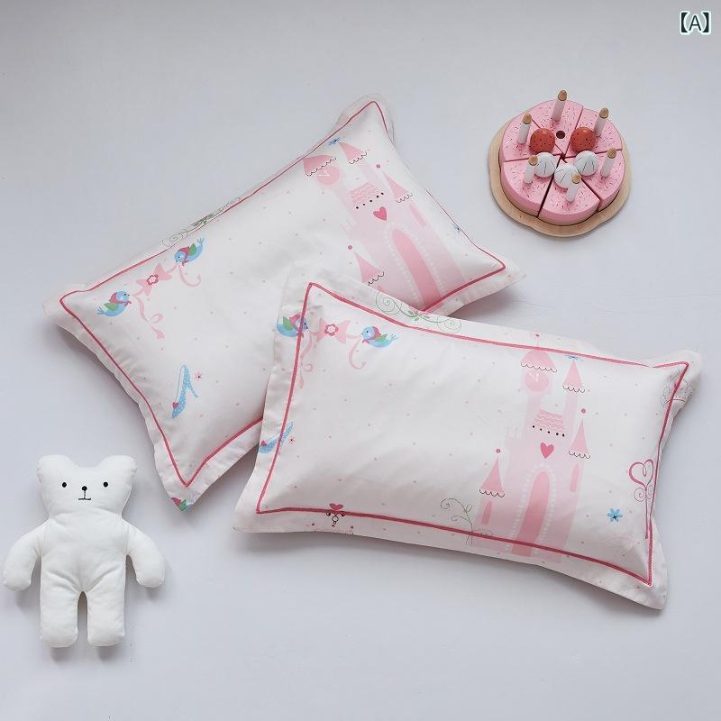 Pillow Cases - キッズ 枕カバー 60支長絨綿 純棉 100% 子供用 かわいい 卡通 プリント 磨毛加工 柔らかい 肌触り 花柄 城堡 女の子 象 恐龙 兔子 自動車 宇宙 城 ガイド 活性染め 水洗い 加工 30cm×50cm 35cm×55cm 40cm×60cm