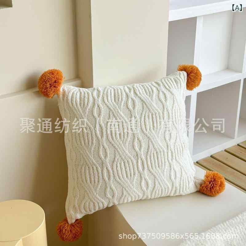 Pillow Cases - 抱枕 クッションカバー 車用 ソファ用 窓辺用 座布団カバー インテリア小物 毛绒素材 柔らかい ぬくもり感 幾何学模様 ミルクホワイト ウォームイエロー ライトグレー ピンク系 45cm角 サイズ 丸みのある デザイン 切り替えカラー 午睡 リラックス