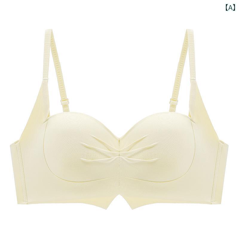ブラ 女性用 小胸 寄せ上げ ボリュームアップ 立体 無痕 上托 加厚 ハーフカップ 文胸 ワイヤレス 3/4カップ 調整型 快適 副乳収納 ナイロン スパンデックス 海綿 固定肩ストラップ 後3列フック 香槟色 薄荷緑 ピンク肌色 ブラック ブラウン