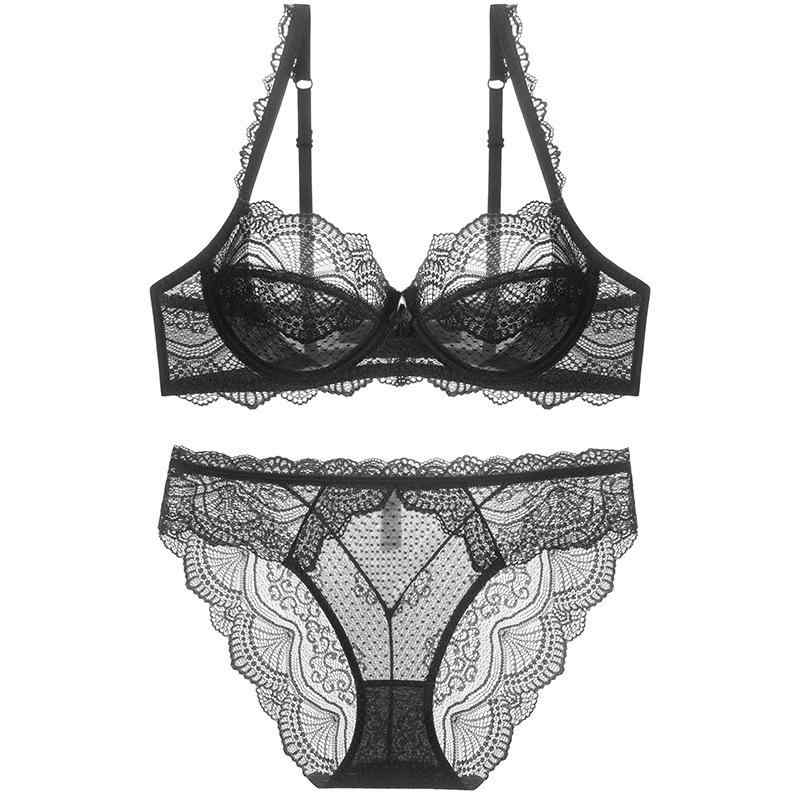 ブラジャー 女性用 セクシー レース 大きめカップ 薄手 フレンチスタイル 3/4カップ ワイヤレス 固定肩紐 後ろホック 集める 持ち上げる 透気性 快適 ニット素材 白色 ブラック ピンク 紫 白 黒 ピンク系 紫系 春夏 通気 吸湿速乾 軽量 伸縮