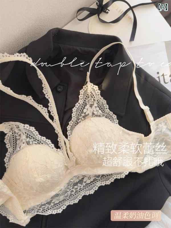 ブラ 女性用 小胸用 ノンワイヤー ハーフカップ 調整可能 透気性 綿素材 レースデザイン 肩ストラップ取り外し 集約効果 快適フィット 香槟カラー ブラック 赤 秋冬 純欲スタイル インナー トップス ベーシック