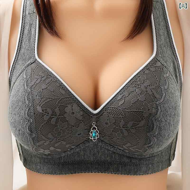 レディース 大きめサイズ 薄型 無ワイヤー 副乳収集 寄せ上げ 中年女性用 ブラジャー 調整型 垂れ防止 胸サポート コットン 透気性 快適 3/4カップ 薄模杯 固定肩紐 後ろ4段フック ブラックグレー シルバーグレー ピンク系 ベージュ系 肌色 ライ