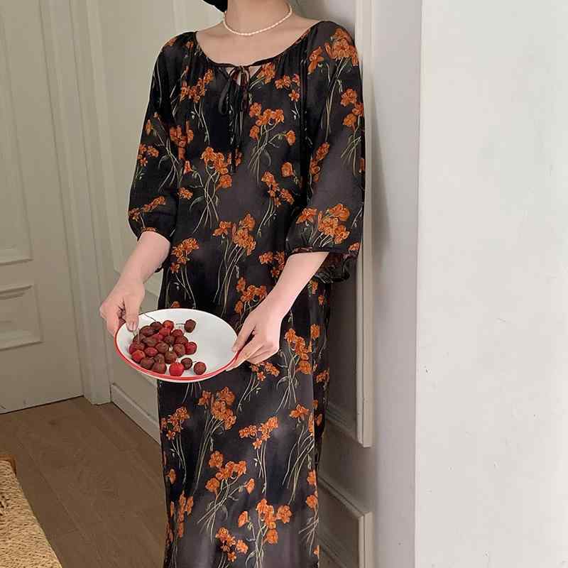 レディース 春夏 ロング ワンピース コットン シルク 混 スリープウェア ゆったり 大きいサイズ ホームウェア 透気性 薄手 コットン 素材 ラベンダー グリーン ピンク ボヘミアン 紫 白 染め ドット 民族風 花柄 蝶柄 ストライプ ペイズリー 禅
