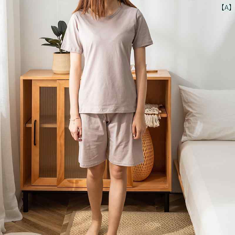 レディース メンズ 綿100% 丸首 半袖 Tシャツ 短パン セット ホームウェア ルームウェア ゆったり 快適 透気性 吸湿性 アイボリーグレー ライトグリーン ブルー ピンク グレー 春夏 日常使い 室内着 カジュアル