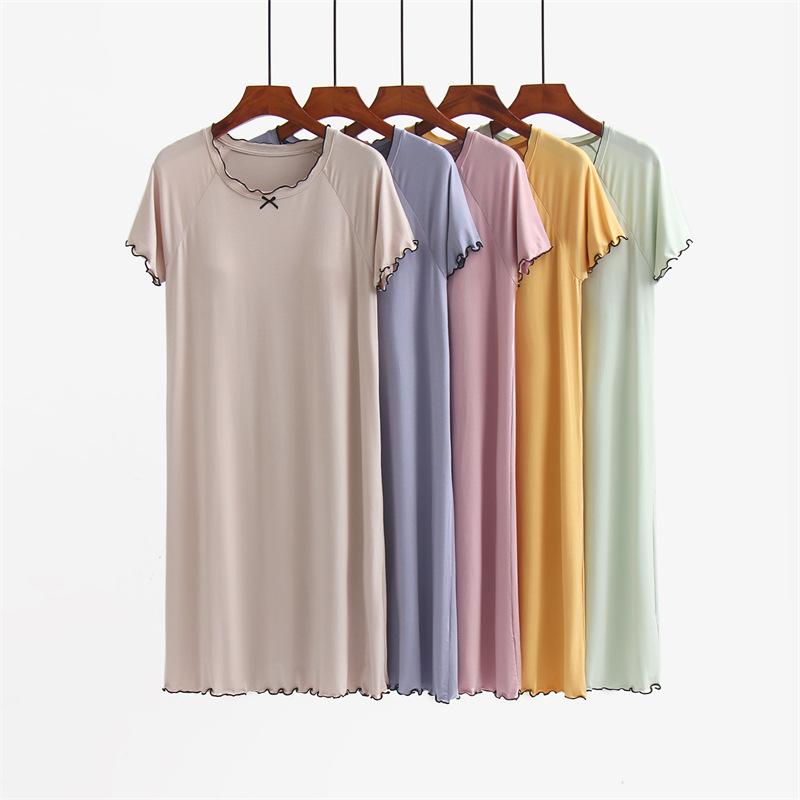 レディース 胸パッド付き スリーブレス 接触冷感 スリープドレス 夏用 薄手 透気性 弾力 かわいい ラウンジウェア ゆったり ビッグサイズ 外出対応 春夏 再生繊維 丸首 中丈 シンプル カジュアル 燕麦色 霧青 ライトグリーン チーズイエロー 豆沙色