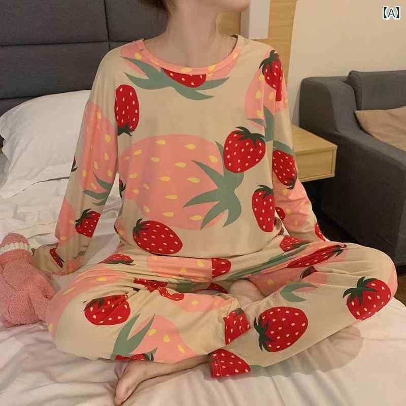 レディース 長袖 ルームウェア セット かわいい カード 柄 長パンツ 再生繊維 薄手 丸首 伸縮性 透気性 快適 寝間着 ホームウェア カジュアル 室内着 春夏 秋 かわいい 動物 柄 フルーツ 柄 キャラクター パターン ピンク ブルー イエロー グ