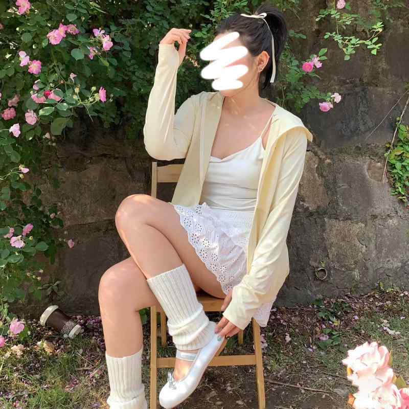 Rakuten - レディース 防晒服 ミルクイエロー 米色 グレー 長袖 薄手 接触冷感 軽量 紫外線カット UPF50+ ジップ ニット ナイロン 綿混 ゆったり スリム 夏 春夏 カジュアル 日常使い アウトドア 日韓風 百搭 トップス ジャケット