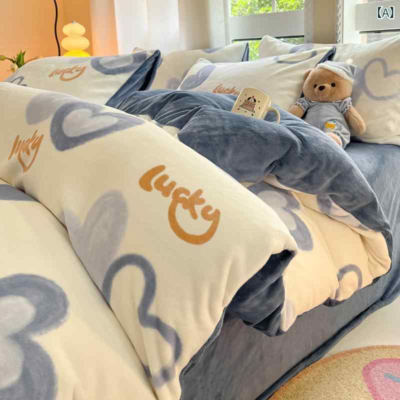Gel Beds - ベッドルーム 寝具セット 秋冬 保暖 四件套 接触冷感 再生繊維 ポリエステル 柔軟 蓄熱 軽量 印花 活性染色 心形 花柄 植物柄 カード 動物柄 クリア フレッシュ インスピレーション 風 ベッドシーツ ベッドパッド 掛け布団カバー 枕カバー ファミ