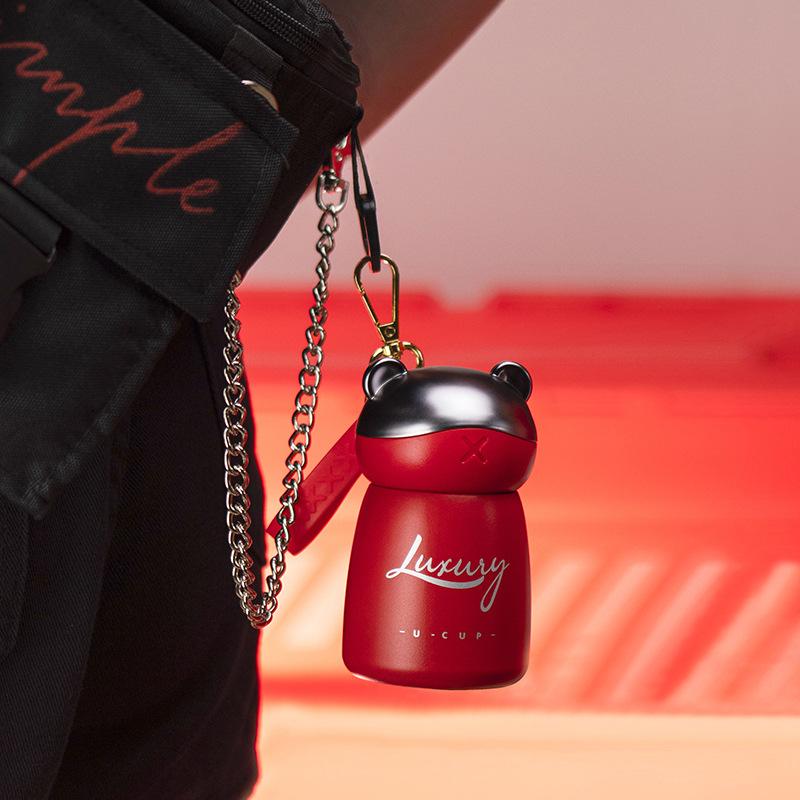 保温カップ 子供用 かわいい 迷你 クマ バック ハンガー ステンレス 真空 軽量 便携 120ml ピンク ホワイト ブラック レッド 防摔 ギフト 旅行 学校 子供 女の子