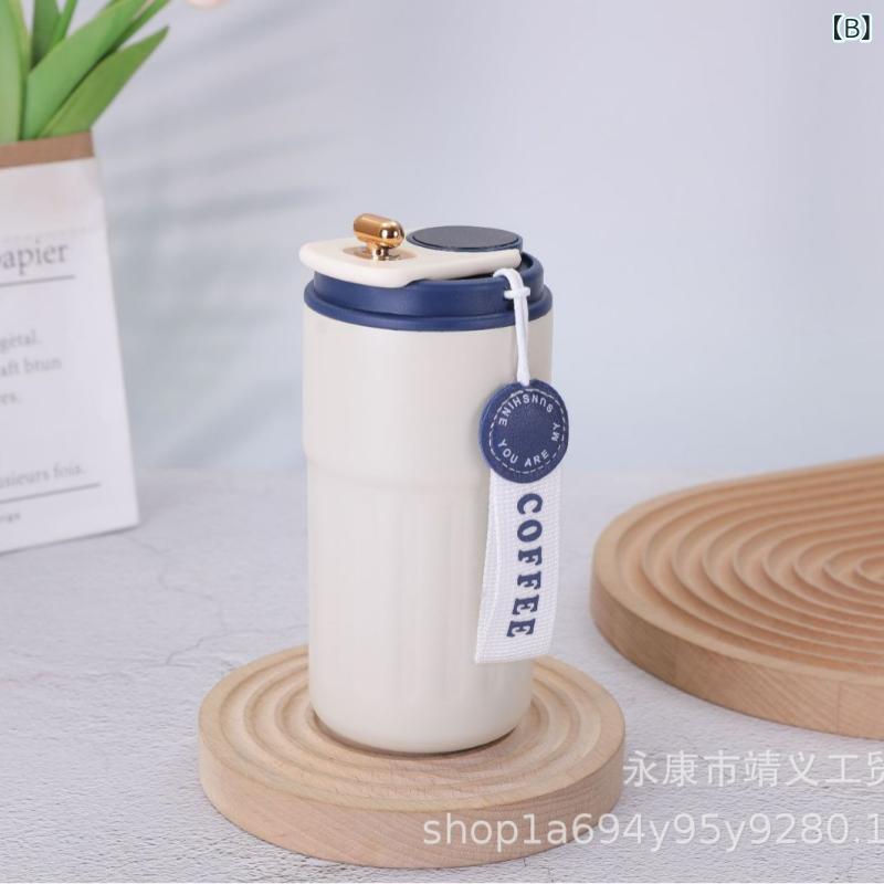 保温カップ 温度表示 316ステンレス ステンレス製 メンズ レディース 学生用 450ml 大容量 真空保温 6-12時間保熱 直身筒型 提っ手付き 家用 携帯 現代シンプル 厚手 煙白 ミルクホワイト グレー ミスティブルー ブラック ホワイト レッ