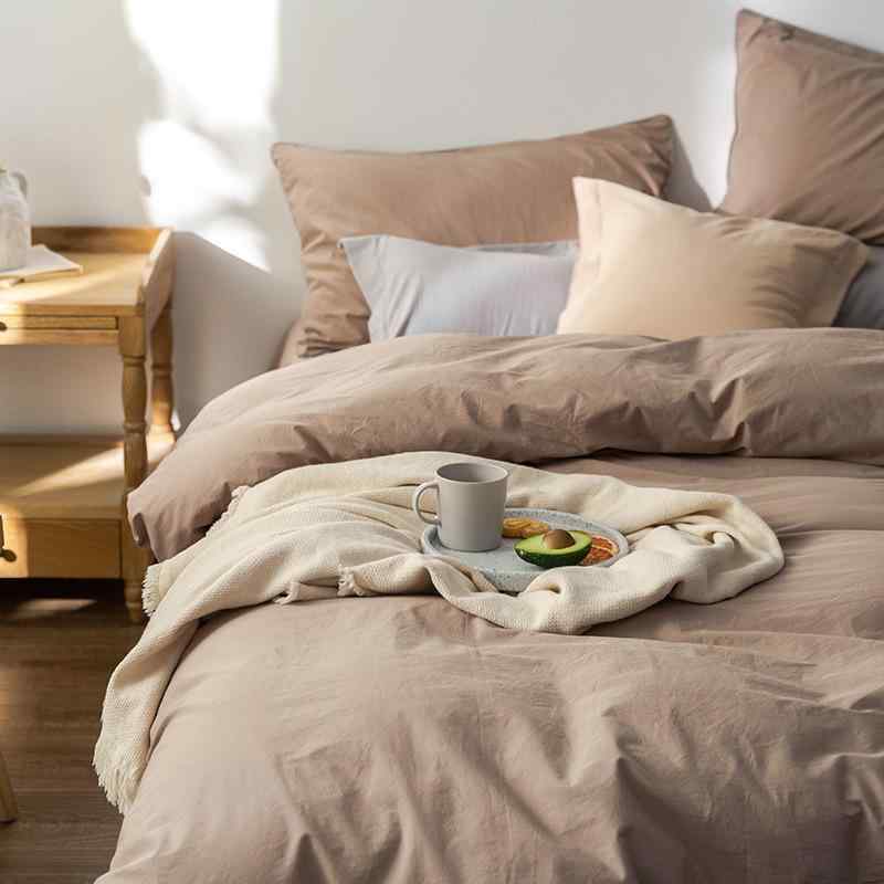 寝具セット 日式 100%綿 全棉 春夏 ベッドカバー シーツ 枕カバー ベッドスカート 活性染色 水洗加工 1500g以上 純色 ゆったりスタイル 赤 黄 ブラウン ブルー グリーン ピンク シルバー 1.2m 1.5m 1.8m 2.0m 対応 通年