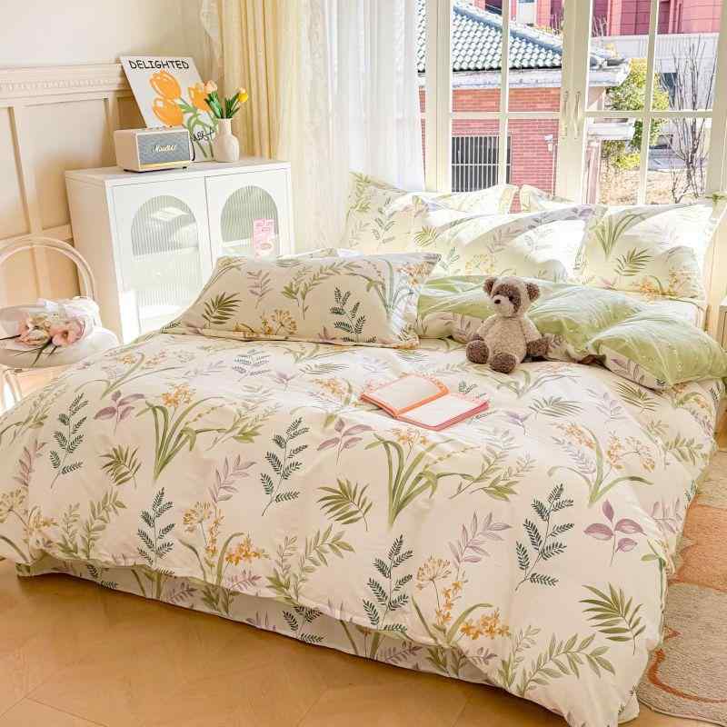 ベッドルーム 寝具 四件セット 純綿 フラワー柄 花柄 植物柄 活性染め 斜紋織り 柔らかい 肌触り良い 吸湿性 速乾性 通気性 花草相依 静謐花渓 群芳争艶 愛の聖殿 ロマン史 ロマン香韻 騎士勲章 藍色 時光印象 灰色 星光大道 優雅格調 咖色 安逸