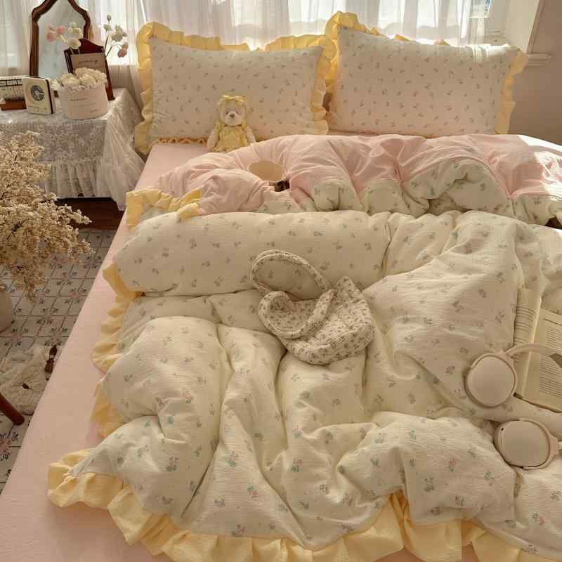 Gel Beds - ベッドセット プリンセス風 フラワー柄 レース プリーツガウン 植物 花卉 かわいい カラフル 虹 蝶結び 動物 猫 兎 友達 復古 桔梗 小島 栀夏 花 恋 告白 晴島 恋章 花渓 夕霧 漫語 白茶 落海 紫桜 兎 末夏 活性染色 プリント柄 シングル