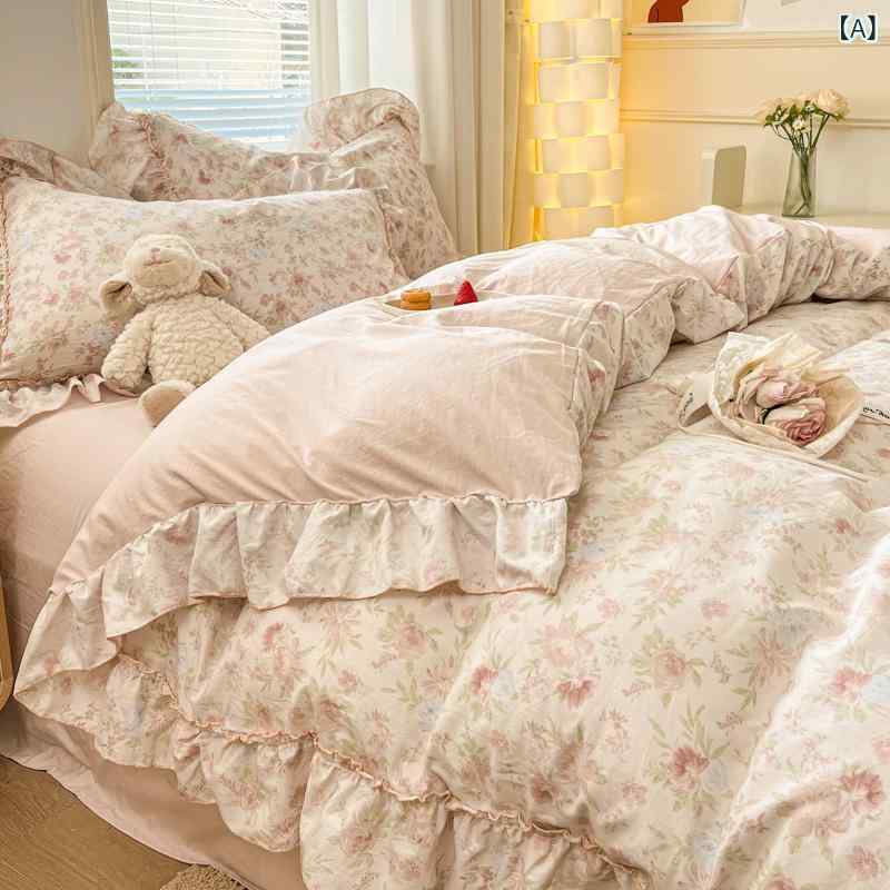 ベビー用 プリンセス 花柄 レース 綿 ベッドセット 柔らかい 肌触り 良い 抗ピリン...