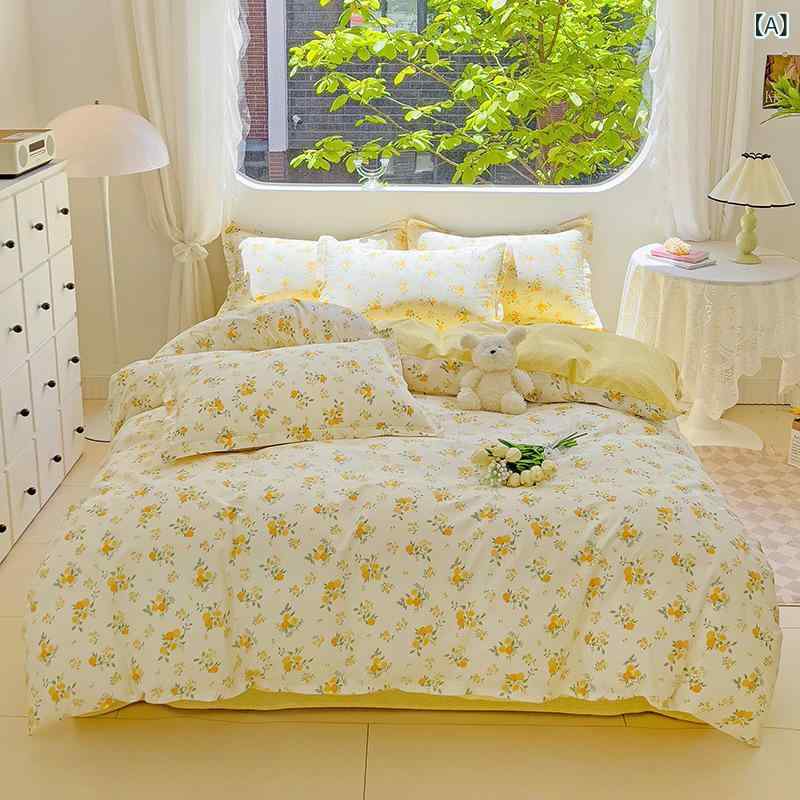 ベッドルーム 寝具セット 全棉 100% コットン ベッドシーツ 掛け布団カバー 枕カバー 活性染め 斜紋織り 花柄 植物柄 動物柄 幾何柄 ストライプ チェック かわいい 萌え 長繊維コットン ベッドカバー 1.2m 1.5m 1.8m 2.0m サイ