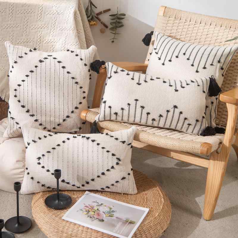 Pillow Cases - 抱枕カバー 北欧 現代 シンプル 編み込み 花柄 コットン 素材 クッションカバー 30x50cm 45x45cm 無充填 室内 インテリア 飾り 快適 寝室 リビング 用途 軽量 洗濯可能 日常使い