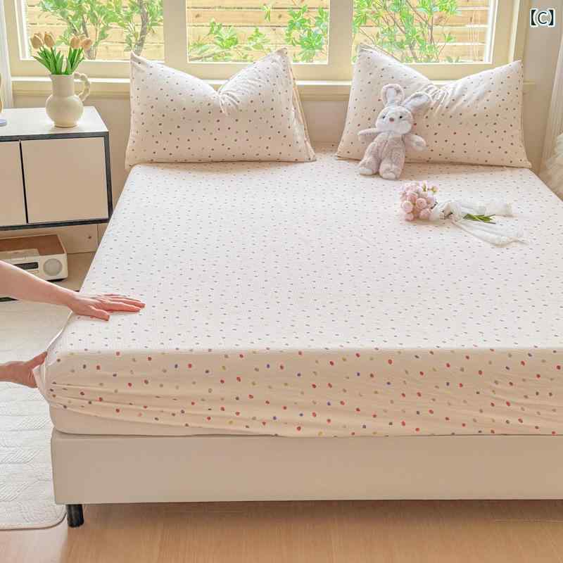 ベッドスカート ダブルレイヤーガウジ 夏用 クリーム フラワー柄 防塵カバー 軽量 ...