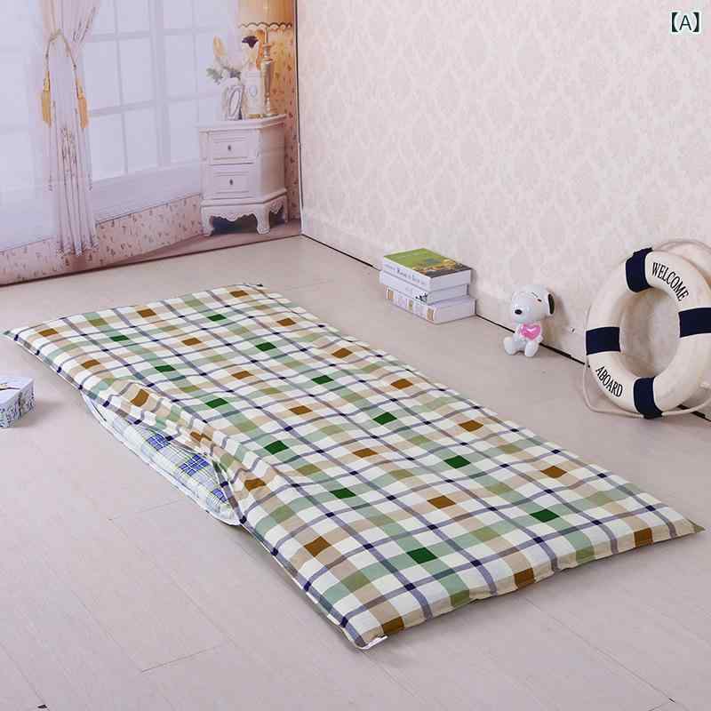 Futon Covers - ベッドパッドカバー 学生用 シングル 全囲み コットン 脱着可能 ジッパー 保護 条紋柄 活性染色 平織り 軽量 通気性 吸湿性 洗濯簡単 90x200cm 120x200cm 黄緑ブロック ブルーグリーンチェック ブルーグレー チェック 学生用ブルー