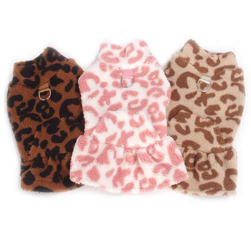 ペット ドッグ 服 秋冬 スカート ヒョウ柄 フランネル プリンセス ライン かわいい 暖か 柔らか 素材 ユニセックス 泰迪 犬用 ファッション アクセサリー コスチューム