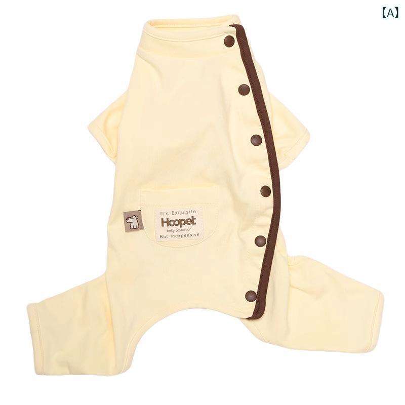 犬用 服 薄手 腹部ガード 夏用 ビションフリーゼ テディベア 小型犬 ペット服 綿素材 スポーツスタイル 黄色 緑色 春夏 軽量 通気性 吸湿速乾 かわいい 普段使い