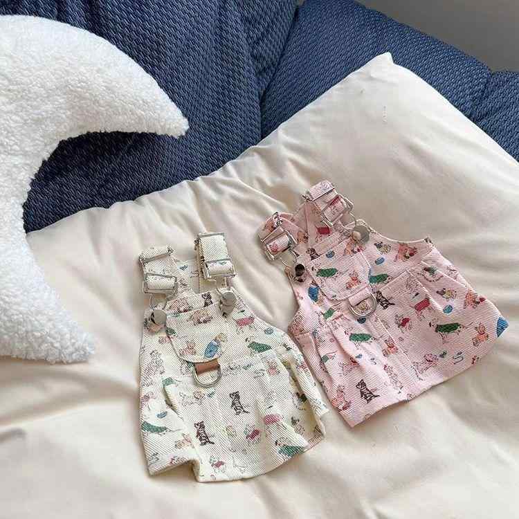 ペット服 犬用 春夏 背帯 スカート ドッグウェア かわいい ユニセックス ポリエステル 軽量 柔らか素材 小型犬 ヨークシャーテリア シュナウザー マルチーズ ピンク ホワイト ハーネス リード 対応 ストロベリーピンク クリームホワイト 調整可能 歩