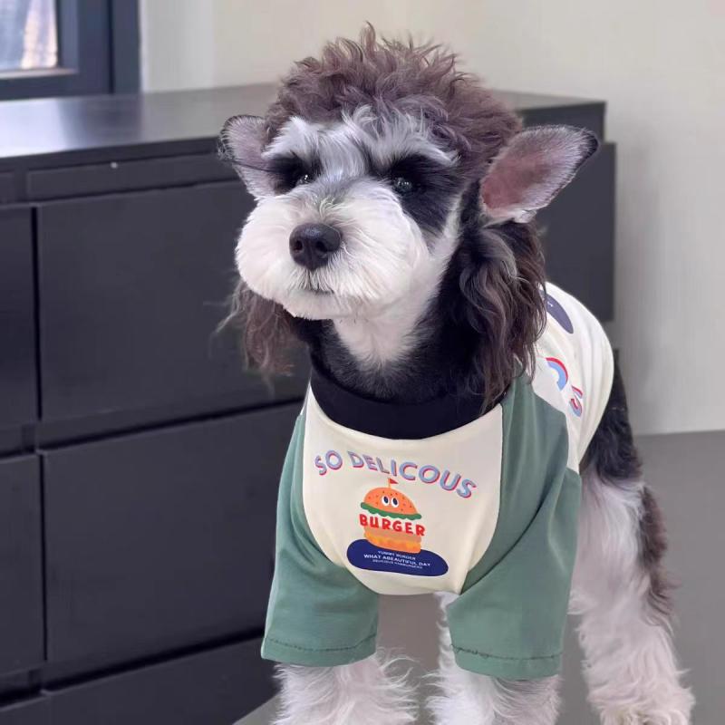 小型犬 スヌーラー 服 夏用 室内 防毛抜け エアコン服 ユニセックス カートゥーン スタイル 切り替え Tシャツ ピクセルカラー ピクセル柄 ピクセルプリント ポリエステル素材 軽量 通気性 吸湿速乾 かわいい ペットウェア