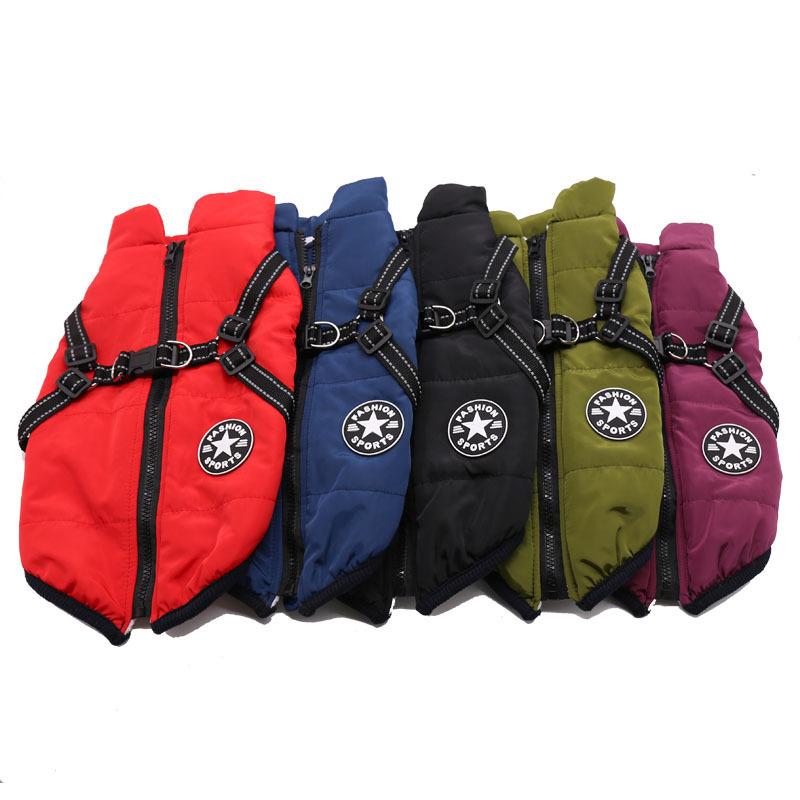 ペット服 犬用 ユニセックス 防寒 防水 保暖 コットン素材 加厚 秋冬 スキー服 胸背一体 タイプ 赤 黒 青 紫 ピンク 軍緑 湖ブルー ローズレッド 雪花柄 格子柄 迷彩柄 汎用 暖か 軽量 通年対応