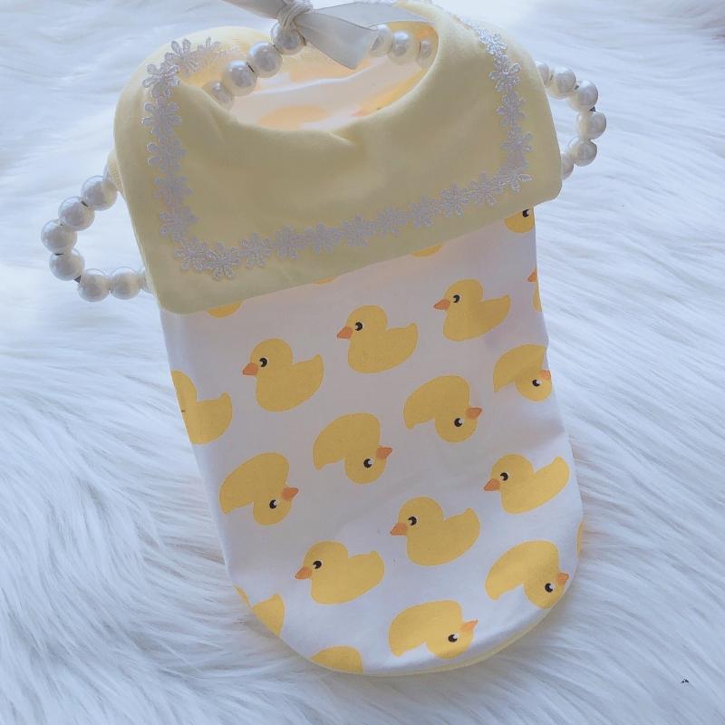 ペット 服 メス 犬 約克シャー テディ プードル 貴賓犬 春夏 バックプリント 黄色 綿 素材 吸湿速乾 軽量 快適 通気性 良い 普段使い 散歩用 XS S M L XL サイズ