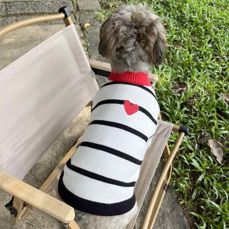 ペット 服 ユニセックス 毛糸 ニットセーター ストライプ カラーブロック 犬 猫 ビションプリジェ シュナウザー フレンチブルドッグ ハート プリント 秋冬 赤白 紺白 グレー ネイビー 赤 通勤 普段使い 軽量 伸縮性 暖かみ 柔らかい かわいい デ