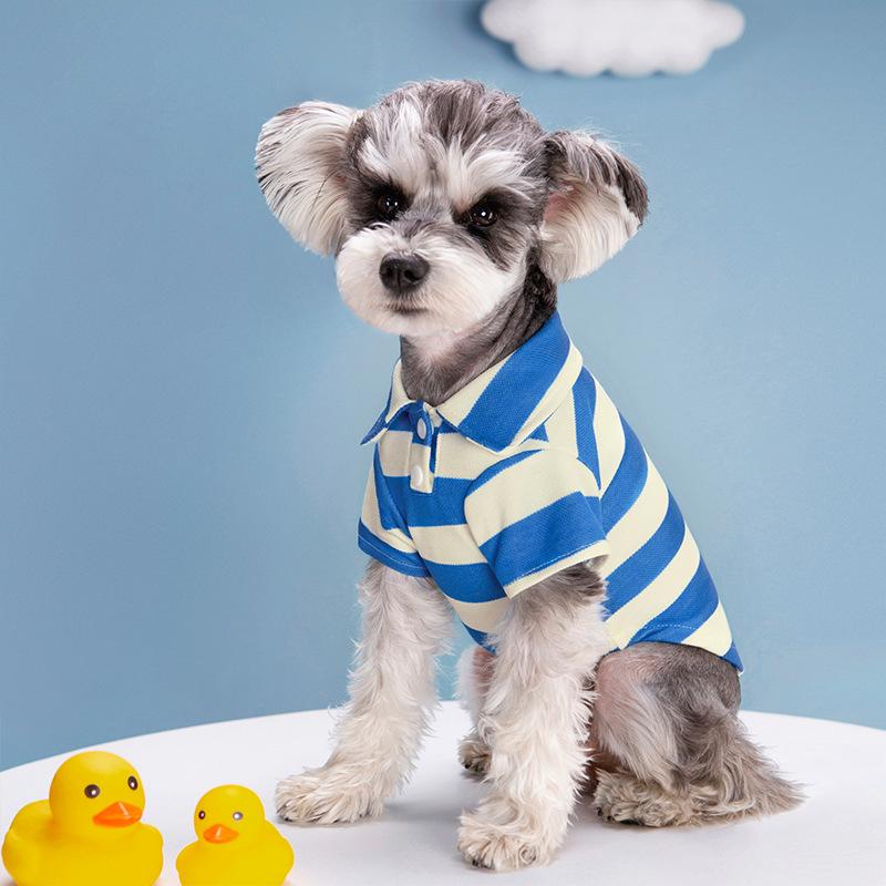 ペット服 ユニセックス 犬猫用 夏 春夏 四季通用 ポロシャツ 翻領 伸縮性 Tシャツ 条紋 透気 綿素材 ピンクストライプ グリーストライプ レッドストライプ ブルーストライプ 軽量 吸湿速乾 XS S M L XL XXL XXXL XXXXL サイ