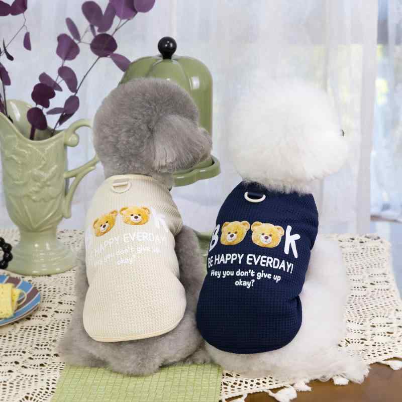 ペット服 犬猫用 春夏 軽薄透気 ベアバック 現代簡約 スタイル ポリエステル素材 グレー ネイビー カーキ 通年 快適 ペットウェア ユニセックス