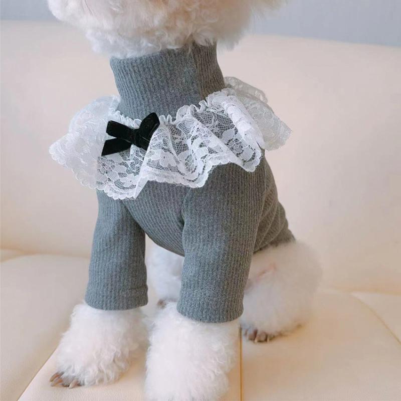 ペット服 ユニセックス 犬用 猫用 冬用 保暖 ツートップス プリンセススタイル ヒートテック 裏起毛 柔らかい 伸縮性 軽量 暖か素材 ポリエステル 白色 グレー ベージュ ミルクティーカラー XS S M L XL