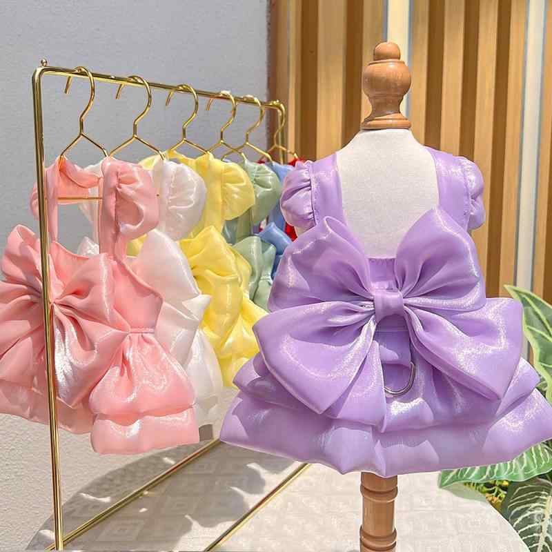 ペット服 夏季 犬猫用 ウェディングドレス プリンセス風 スカート ワンピース かわいい カラフル 紫色 ピンク ブルー ホワイト レッド グリーン イエロー ポリエステル 軽量 通気性 犬用 猫用 ユニセックス ドレス 衣類 アクセサリー 結婚式 ドッ