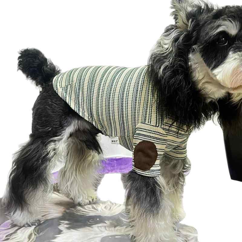 犬服 ユニセックス 純棉 ニット インナー トップス ヨークシャーテリア 夏 シュナウザー マルチーズ 猫用 ペット服 犬用 ストライプ かわいい 軽量 伸縮性 吸湿速乾 補丁デザイン ピスタチオカラー ヘーゼルカラー 通年 室内着 アウトドア