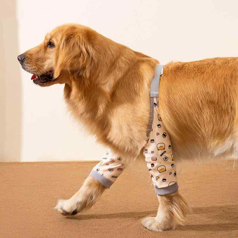ペット 服 中型犬 大型犬 用 関節保護 膝パッド 肘パッド 脚カバー 汚れ防止 ダスト防止 ポリエステル 素材 ブルー グレー イエロー L XL 2XL 3XL ユニセックス ユニバーサル サイズ ゆったり フィット カジュアル スタイル 日常使い