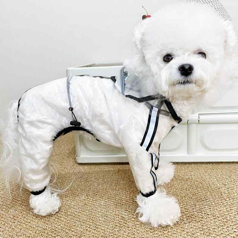 犬用 雨具 雨衣 ペット用 レインコート 柔軟素材 反光ストライプ フード付き 黒白 カジュアルスタイル 防水 PU素材 犬服 小型犬 中型犬 大型犬 通年使用 軽量 伸縮性